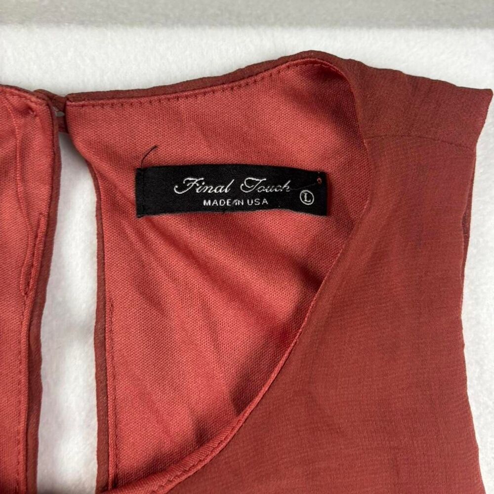 Final Touch Women’s Burnt Orange Romper Cut-Out Back Size Large - Picture 3 of 7